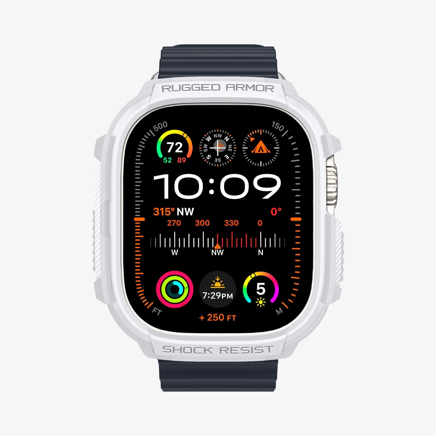 ACS07384 - Apple Watch (49mm) Rugged Armor in White showing the front and partial sides