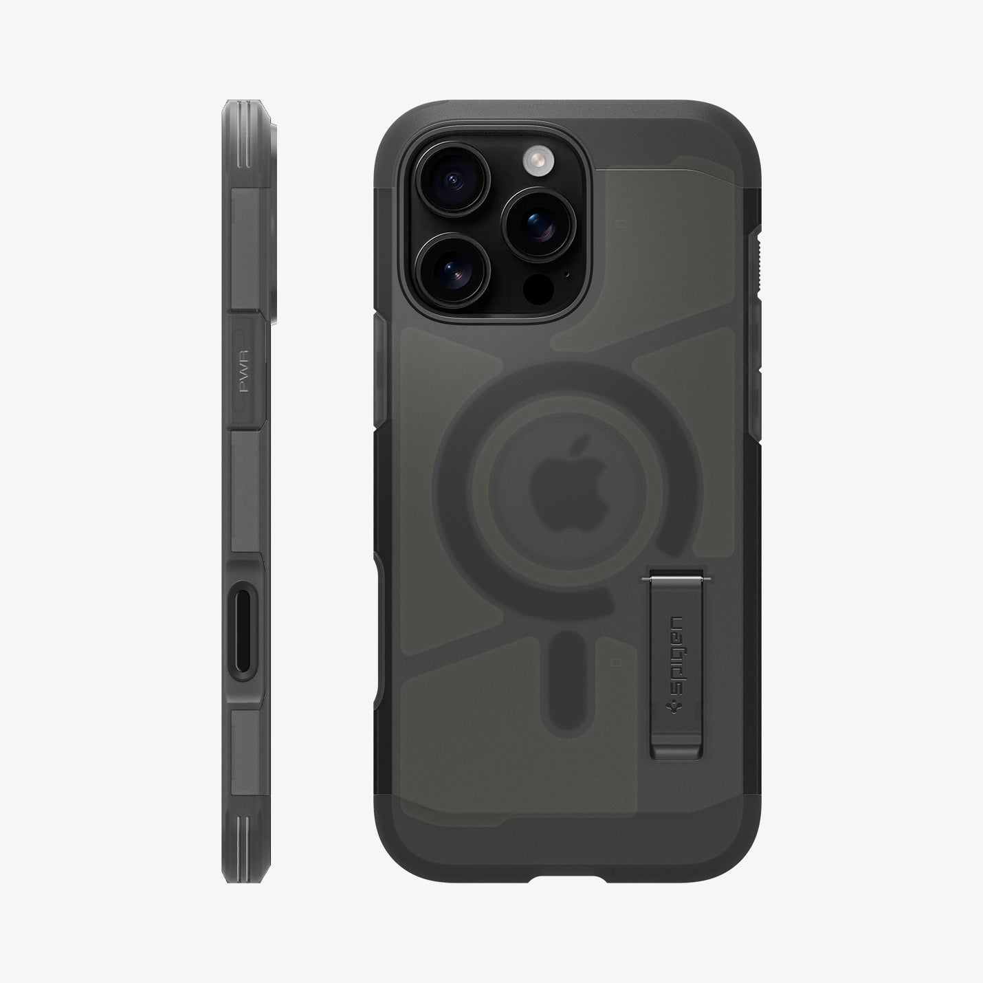 ACS09070 - iPhone 16 Pro Max Case Tough Armor T AI (MagFit) in Frost Black showing the back and side