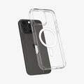 ACS08505 - iPhone 16 Pro Max Case Ultra Hybrid T (MagFit) in White showing the back, hovering above the device