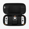 AFA04021 - Nintendo Switch OLED Rugged Armor Pro Pouch in matte black showing the inside with device in slot and airtag in slot