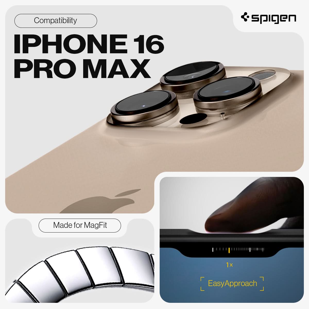ACS08012 - iPhone 16 Pro Max Case Tough Armor AI (MagFit) in Gunmetal compatibility iphone 16 Pro max. Made for magfit. Easy approach.