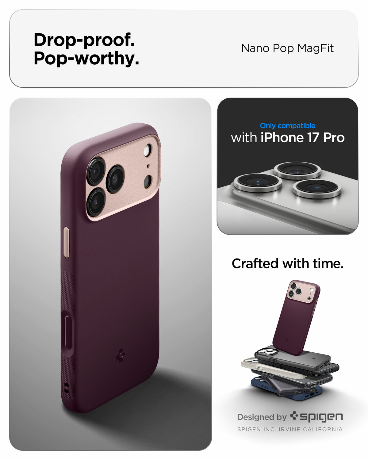 ACS09967 - iPhone 17 Pro Case Nano Pop (MagFit) in burgundy bean 
