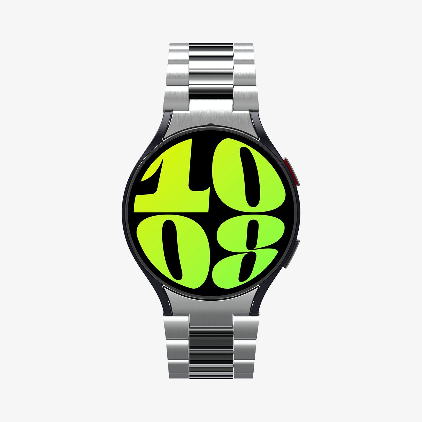 AMP06498 - Galaxy Watch 6 Modern Fit 316L Band in silver showing the front