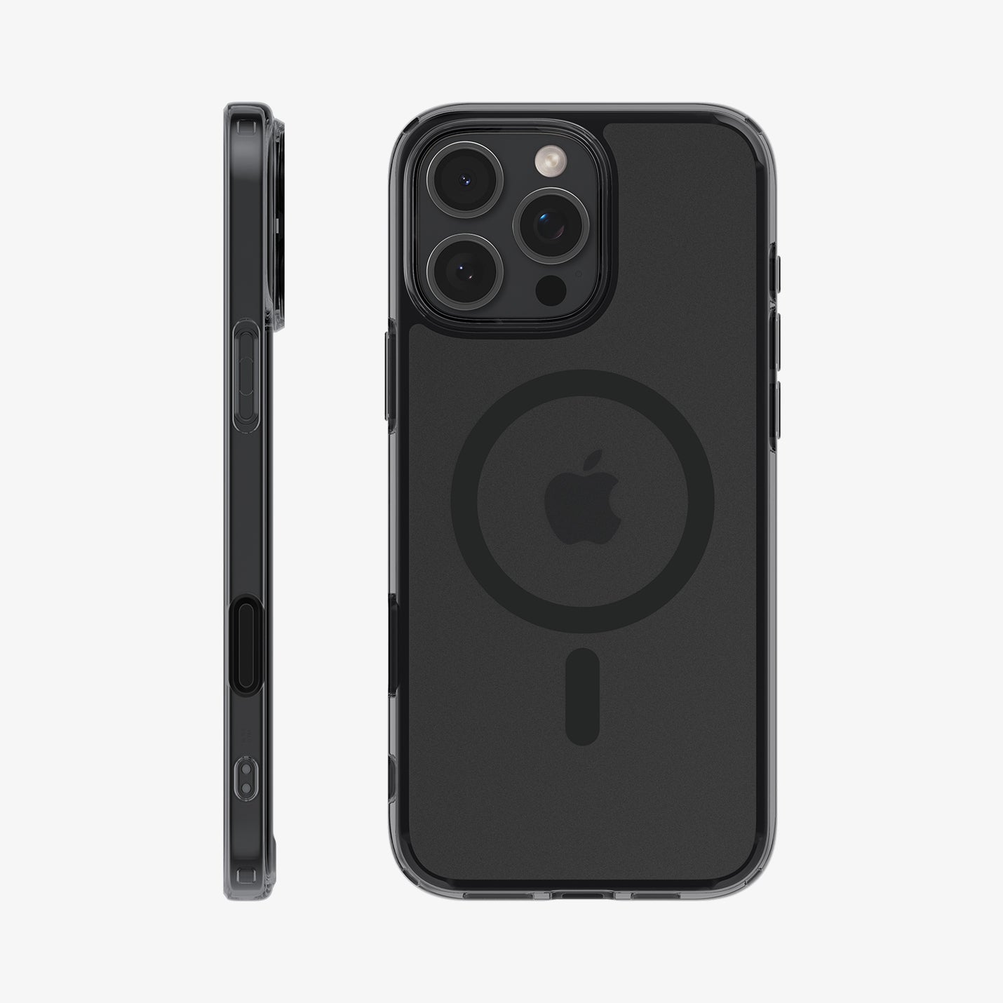ACS08514 - iPhone 16 Pro Case Ultra Hybrid T (MagFit) in Frost Black showing the back and side